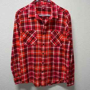 Arizona Jean Co. Plaid Long Sleeve Button Down Flannel Shirt 100% Cotton Men's L